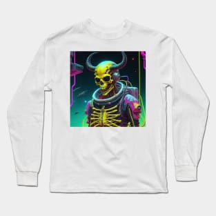 Square Format Skull Spaceman Vaporwave Long Sleeve T-Shirt